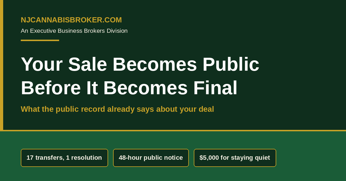 NJ Cannabis Broker header graphic — confidentiality in a New Jersey cannabis business sale and what becomes public record